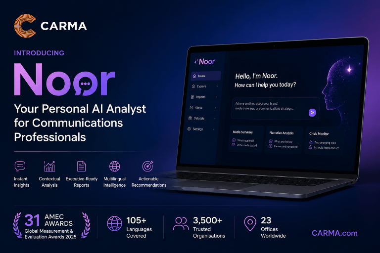 CARMA Launches Noor, a Personal AI Analyst for Communications Professionals