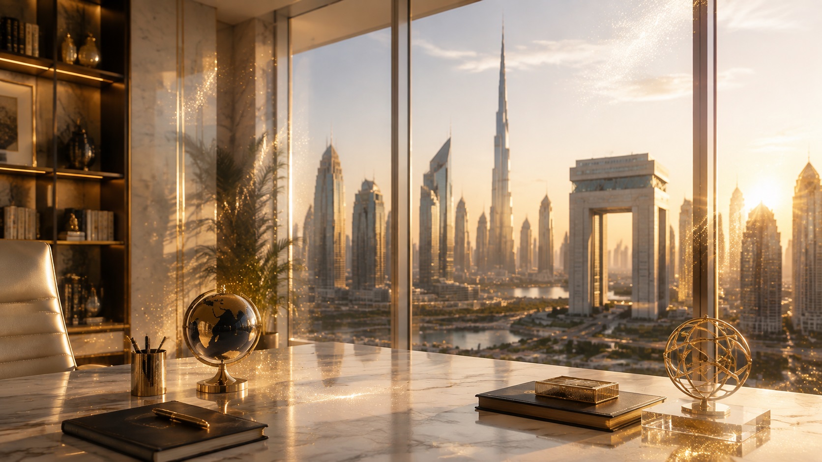 Dubai wealth management office with global investment view