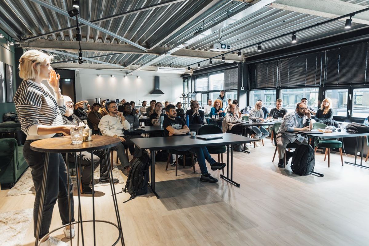 Participants attending a workplace training presentation